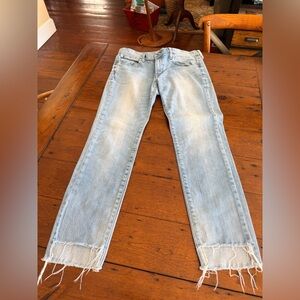 Red Card Anniversary 25 jeans size 28 with raw asymmetrical hem